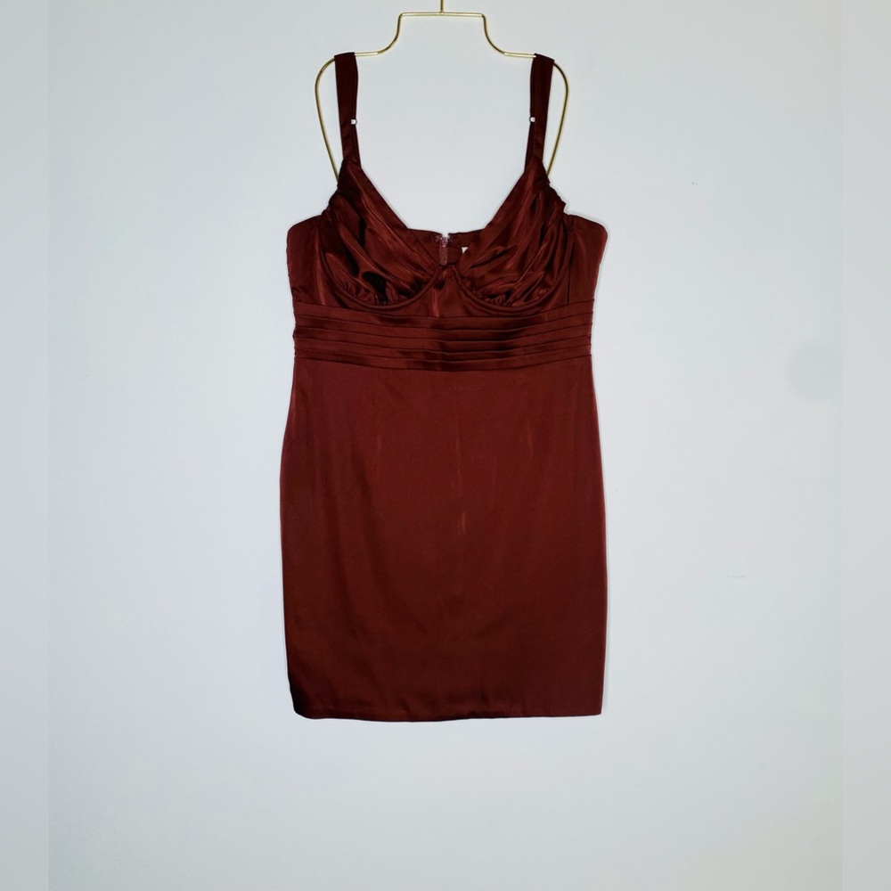 Oh Polly - Mini Dress - Modern Love - Brown - New with Tag - 10 US - Cup Pleated - Picture 6 of 9